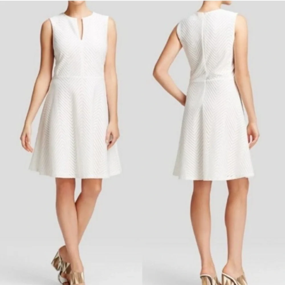 Tory Burch White Sleeveless Eyelet Flare Dress
